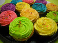 Colour coated cupcakes